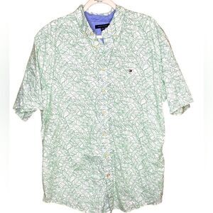 Tommy Hilfiger Adaptive Sz XLT All Over Leaf Print Regular Fit Button Down Shirt